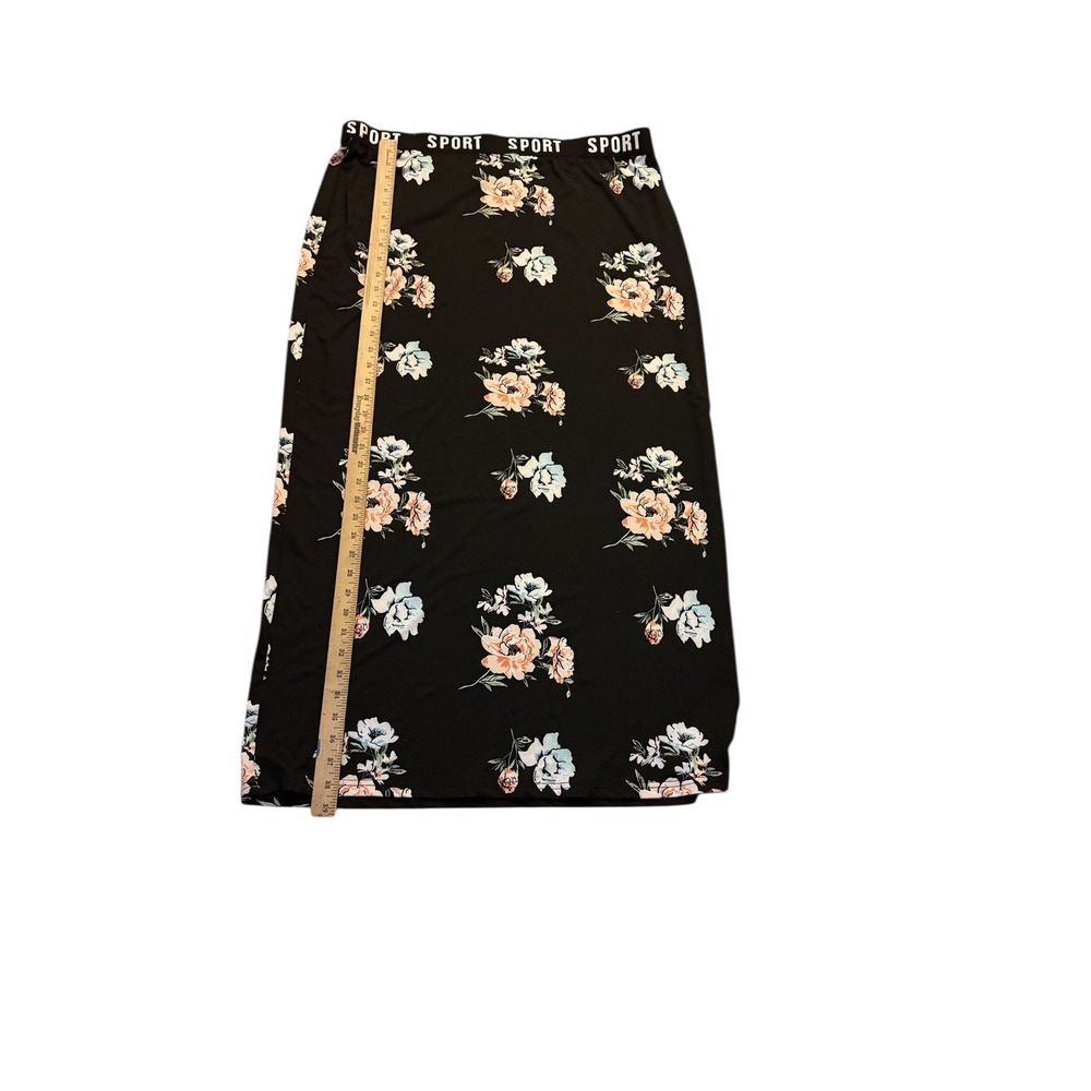 SHEIN Curve Black Floral Maxi Skirt Sport Waistband Plus Size - Picture 4 of 6